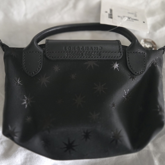 Longchamp Le Pliage Mini Top Handle Cosmetic Pouch Case w/ Stars Black NWT - Picture 6 of 9